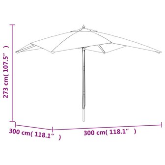 Parasol met houten paal 300x300x273 cm bordeauxrood 8720845760793 7