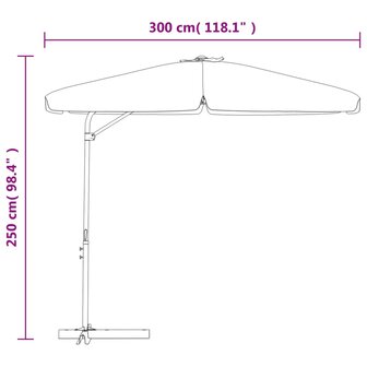 Parasol met stalen paal 300 cm zwart 8719883763262 8