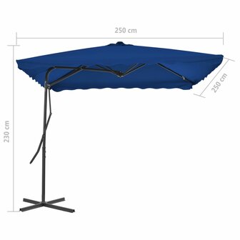 Parasol met stalen paal 250x250x230 cm blauw 8720286114933 6