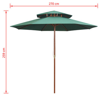 Dubbeldekker parasol 270x270 cm houten paal groen 8718475505518 6