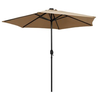 Parasol met LED-verlichting en aluminium paal 270 cm taupe 8719883763637 3