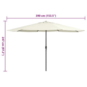 Parasol met metalen paal 390 cm zandwit 8719883763866 6