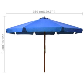 Parasol met houten paal 330 cm azuurblauw 8719883745466 5