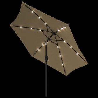 Parasol met LED-verlichting en stalen paal 300 cm taupe 8718475697510 4