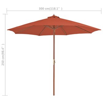 Parasol met houten paal 300 cm terracotta 8718475697374 7