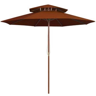 Parasol dubbeldekker met houten paal 270 cm terracottakleurig 8720286164471 1