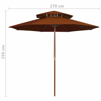 Parasol dubbeldekker met houten paal 270 cm terracottakleurig 8720286164471 6