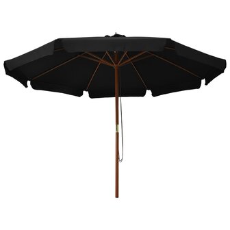 Parasol met houten paal 330 cm zwart 8719883745459 2