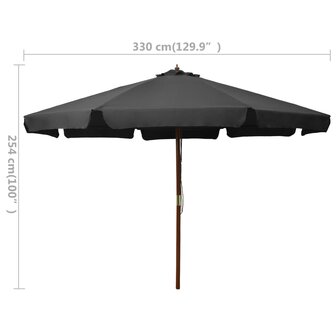 Parasol met houten paal 330 cm antraciet 8719883745411 5