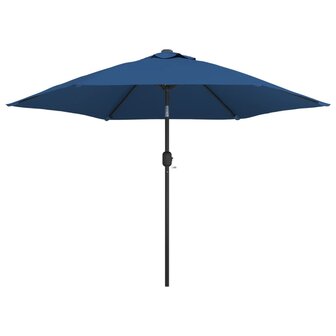 Parasol met LED-verlichting en stalen paal 300 cm blauw 8719883744629 2