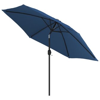 Parasol met LED-verlichting en stalen paal 300 cm blauw 8719883744629 4