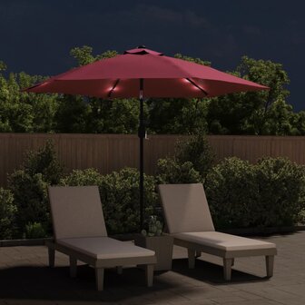 Parasol met LED-verlichting en stalen paal 300 cm bordeauxrood 8720286164389 3