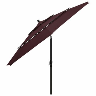 Parasol 3-laags met aluminium paal 3,5 m bordeauxrood 8720286165621 3