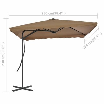 Parasol met stalen paal 250x250 cm taupe 8718475711360 7