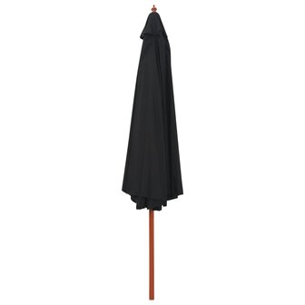 Parasol met houten paal 350 cm zwart 8719883744650 2