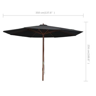 Parasol met houten paal 350 cm zwart 8719883744650 6