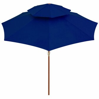 Parasol dubbeldekker met houten paal 270 cm blauw 8720286164495 3