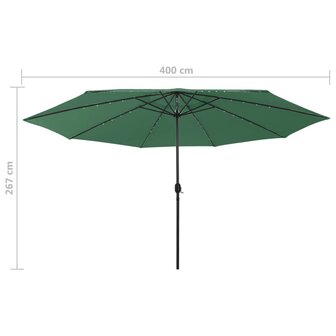 Parasol met LED-verlichting en metalen paal 400 cm groen 8720286115077 7