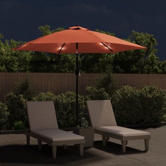 Parasol met LED-verlichting en stalen paal 300 cm terracotta 8720286164396 3