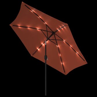 Parasol met LED-verlichting en stalen paal 300 cm terracotta 8720286164396 5