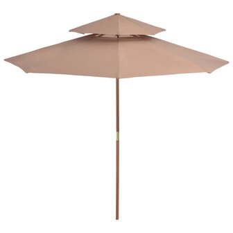 Parasol dubbeldekker met houten paal 270 cm taupe 8718475697596 2