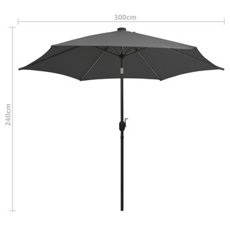 Parasol met LED-verlichting en aluminium paal 300 cm antraciet 8719883763705 8