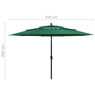 Parasol 3-laags met aluminium paal 3,5 m groen 8720286165591 8