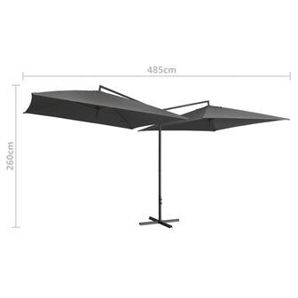 Parasol dubbel met stalen paal 250x250 cm antraciet 8719883763309 6