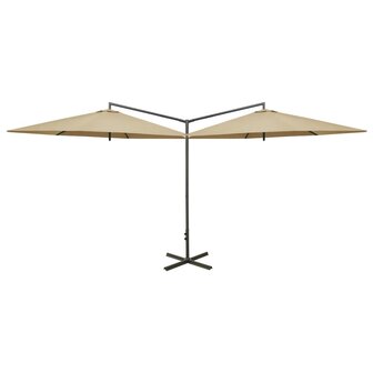 Parasol dubbel met stalen paal 600 cm taupe 8720286115411 2