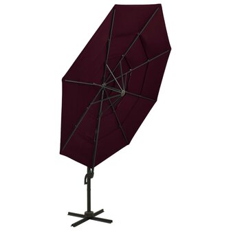 Parasol 4-laags met aluminium paal 3x3 m bordeauxrood 8720286165140 3