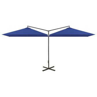 Parasol dubbel met stalen paal 600x300 cm azuurblauw 8720286115374 2