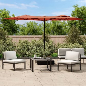 Parasol dubbel met LED&amp;apos;s 316x240 cm terracottakleurig 8720845748586 1