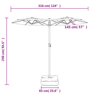 Parasol dubbel met LED&amp;apos;s 316x240 cm terracottakleurig 8720845748586 10