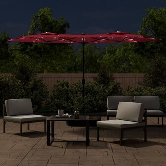 Parasol dubbel met LED&amp;apos;s 316x240 cm bordeauxrood 8720845748579 3