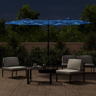 Parasol dubbel met LED&amp;apos;s 316x240 cm azuurblauw 8720845748609 3