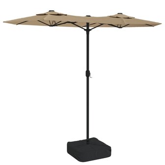 Parasol dubbel met LED&amp;apos;s 316x240 cm taupe 8720845748562 2