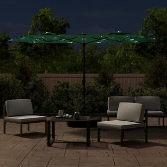 Parasol dubbel met LED&amp;apos;s 316x240 cm groen 8720845748548 3