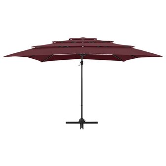 Parasol 4-laags met aluminium paal 250x250 cm bordeauxrood 8720286165065 3