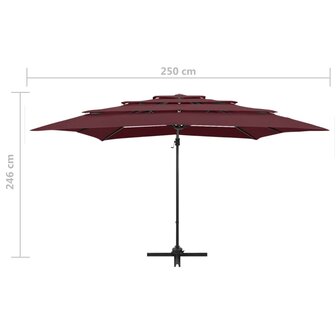 Parasol 4-laags met aluminium paal 250x250 cm bordeauxrood 8720286165065 9