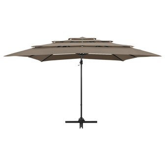 Parasol 4-laags met aluminium paal 250x250 cm taupe 8720286165058 6