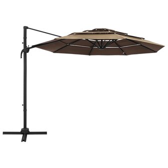 Parasol 4-laags met aluminium paal 3x3 m taupe 8720286165133 2