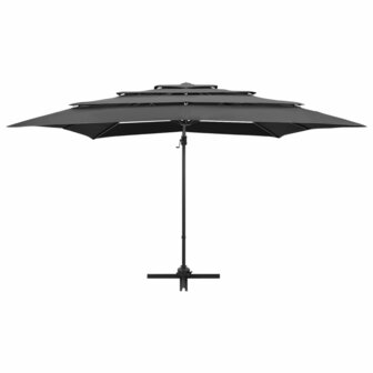 Parasol 4-laags met aluminium paal 250x250 cm antracietkleurig 8720286165041 3