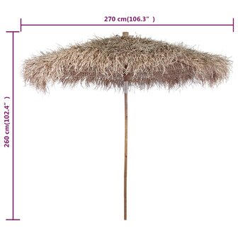 Parasol van bamboe met dak van bananenbladeren 270 cm 8718475909255 4