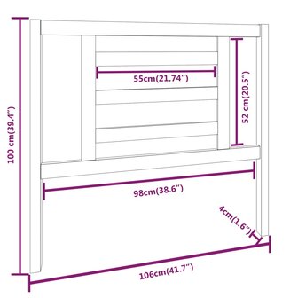 Hoofdbord 106x4x100 cm massief grenenhout 8720287006862 6