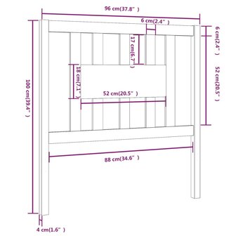 Hoofdbord 96x4x100 cm massief grenenhout 8720287005315 6