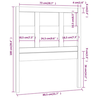 Hoofdbord 80,5x4x100 cm massief grenenhout zwart 8720287007807 6