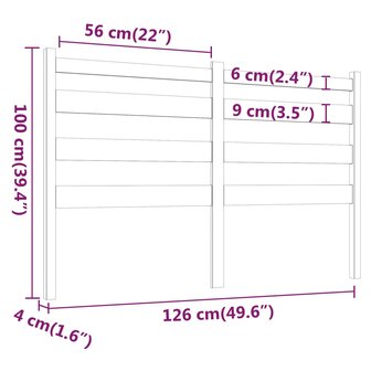 Hoofdbord 126x4x100 cm massief grenenhout wit 8720287002925 6