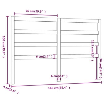 Hoofdbord 166x4x100 cm massief grenenhout zwart 8720286946978 6