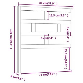 Hoofdbord 81x4x100 cm massief grenenhout zwart 8720286909584 6