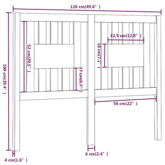 Hoofdbord 126x4x100 cm massief grenenhout 8720287005414 6